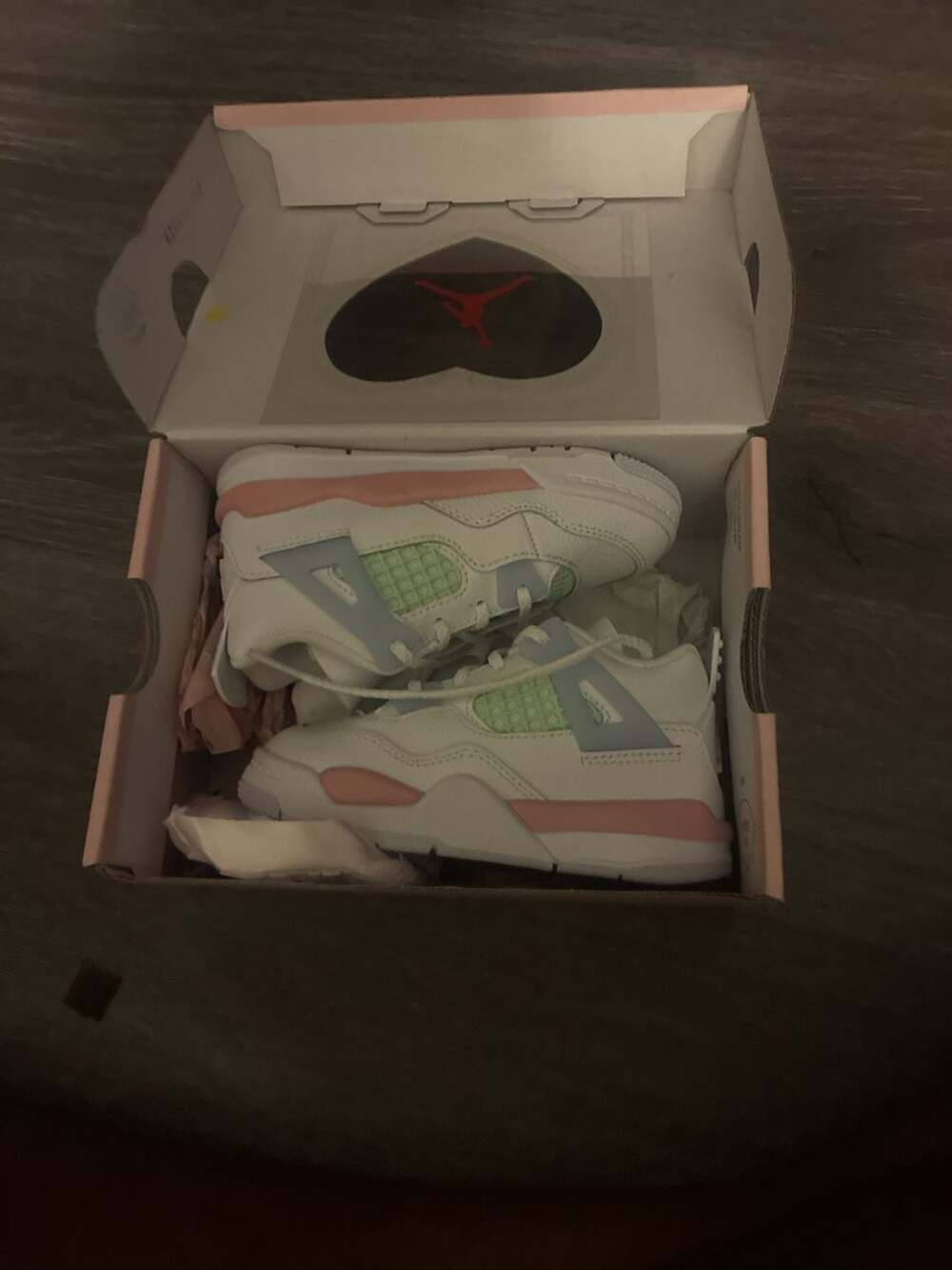 Jordan 4 Retro TD White/Med Soft Pink-Half Blue Size 8c - Picture 1 of 3